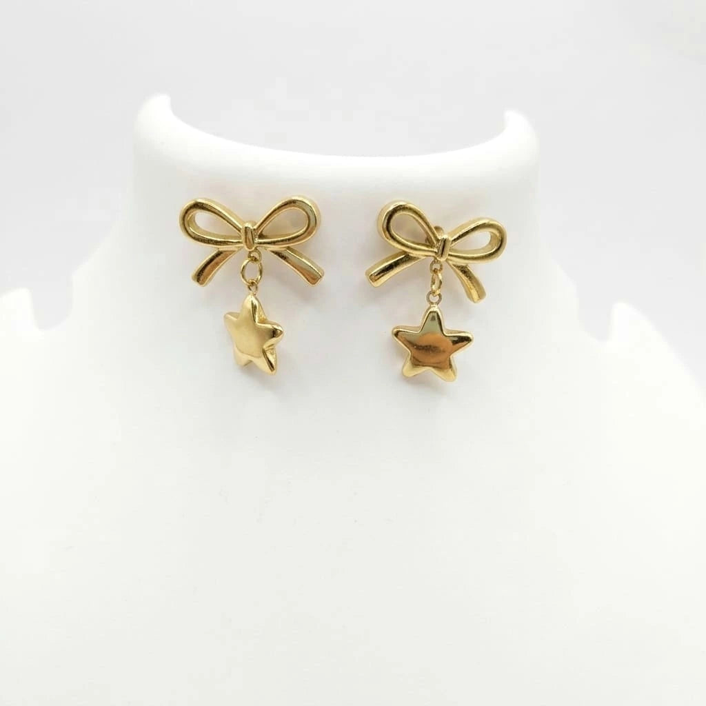 Star Bow Drop Earrings
