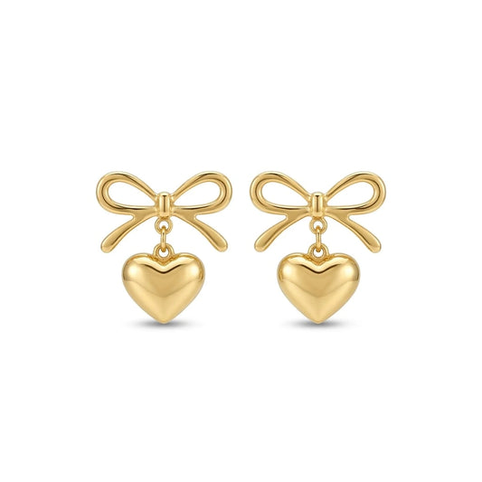 Bow Heart Drop Earrings