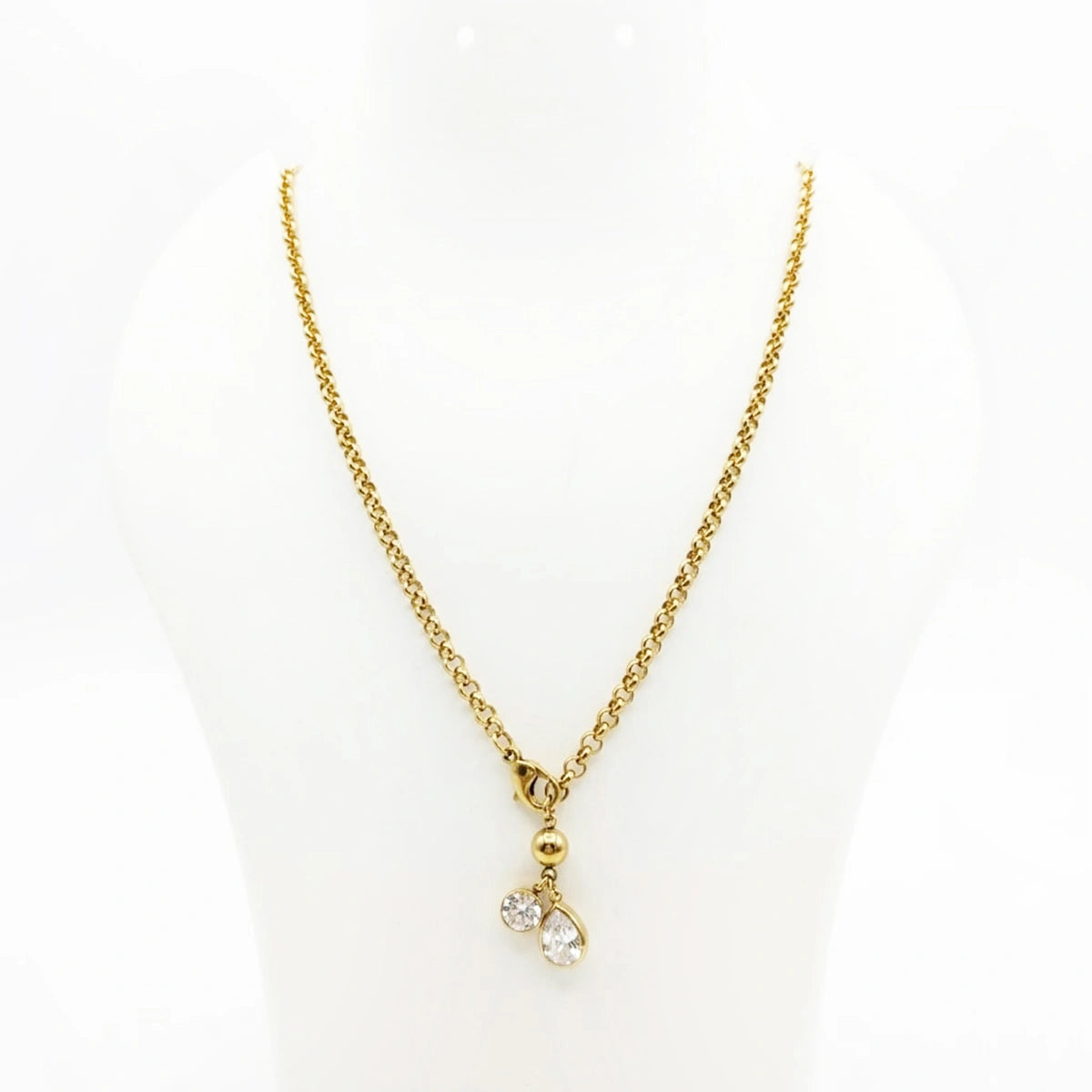 Crystal Drop Charm Necklace