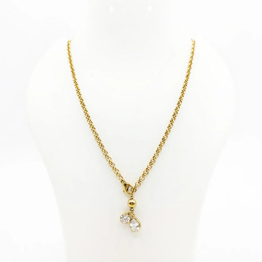 Crystal Drop Charm Necklace