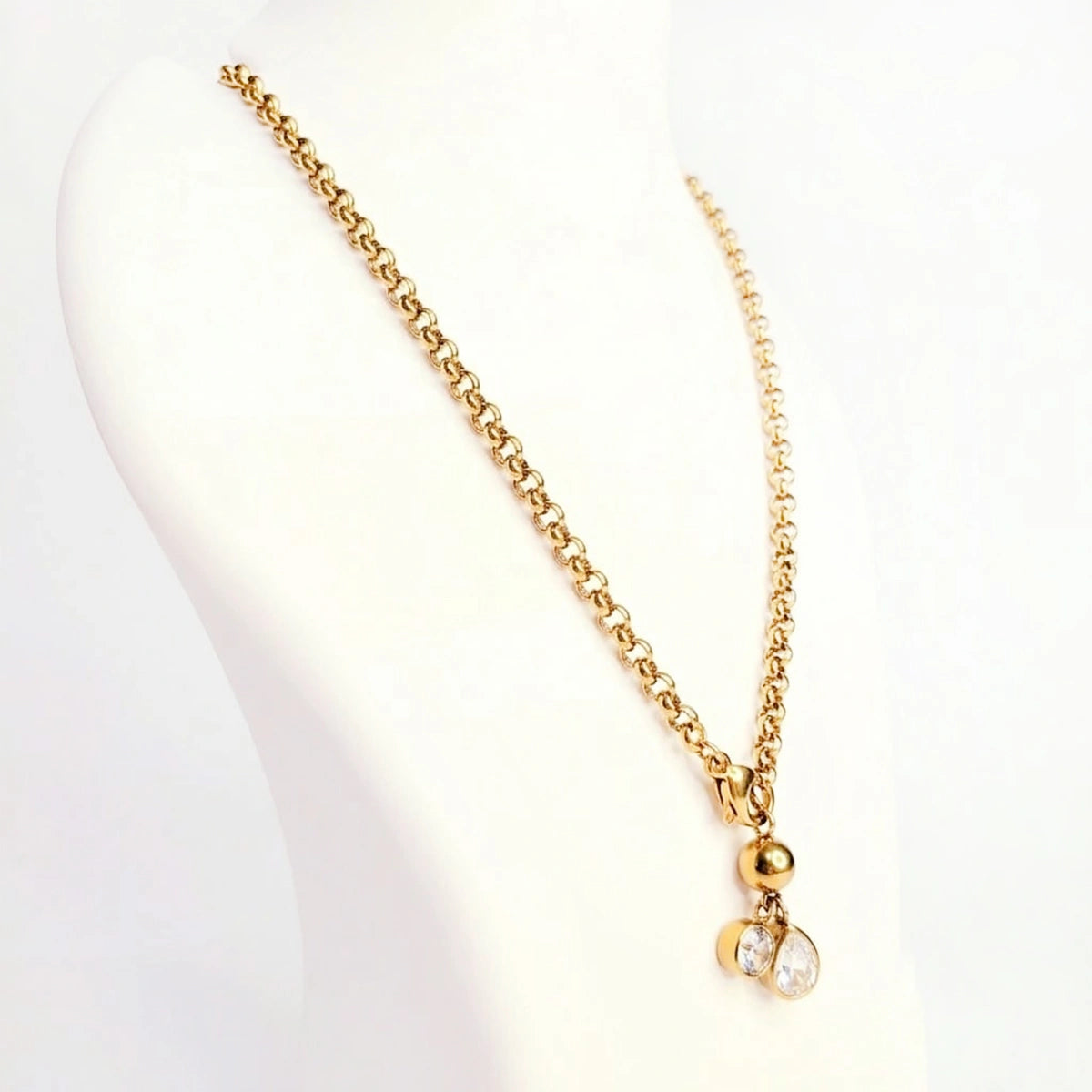 Crystal Drop Charm Necklace