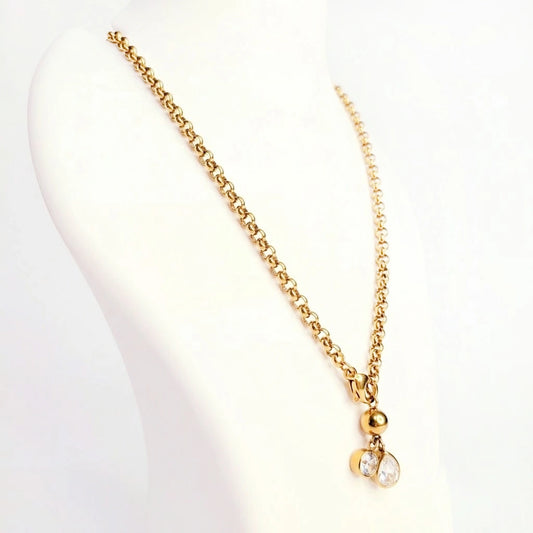 Crystal Drop Charm Necklace