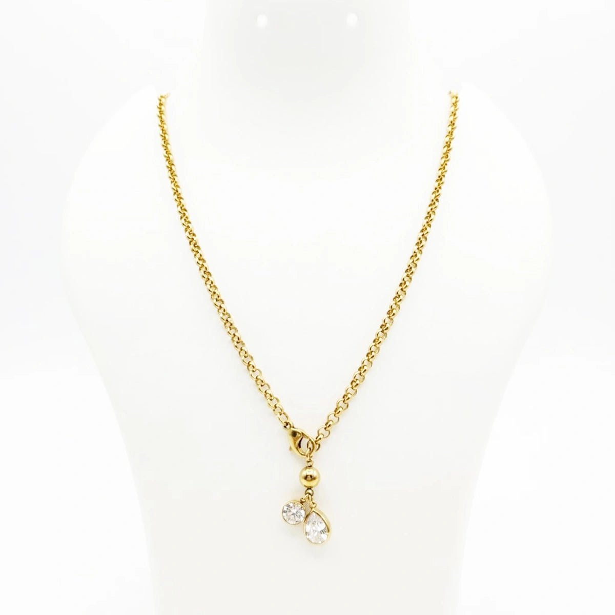 Crystal Drop Charm Necklace