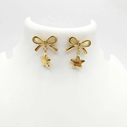 Star Bow Drop Earrings