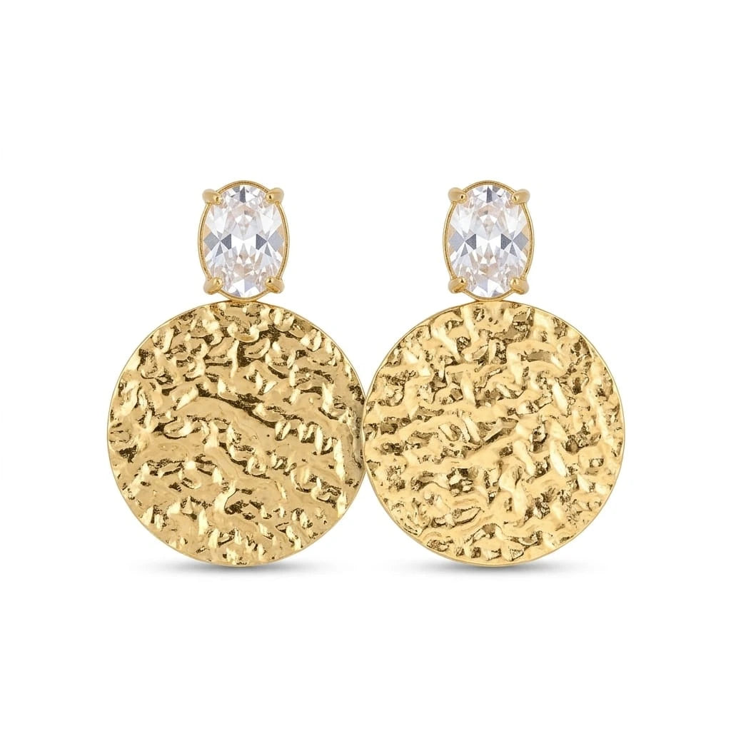 Textured Disc Drop Earrings