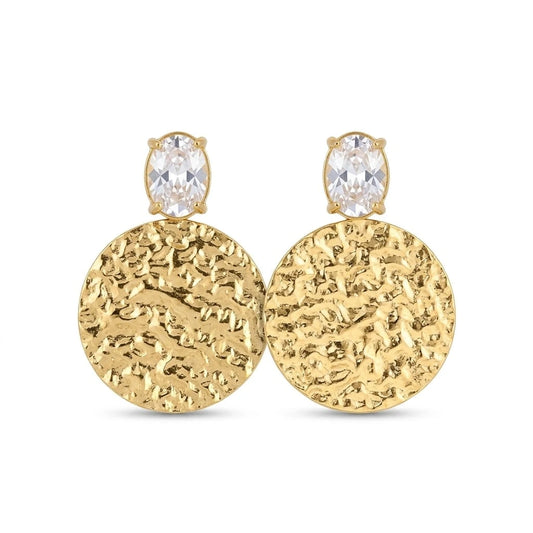 Textured Disc Drop Earrings