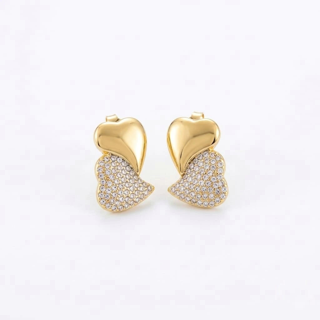 Twin Heart Stud Earrings